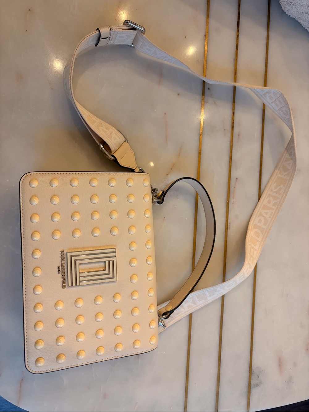 Karl Lagerfield Paris Cream logo purse